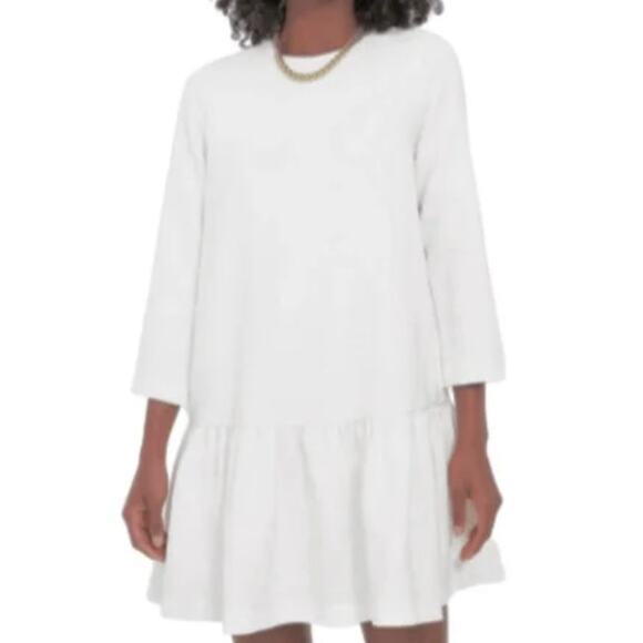 Tuckernuck M Oversized Avon Ruffle Hem Mini Dress White A Line Party *flaw - Picture 1 of 12